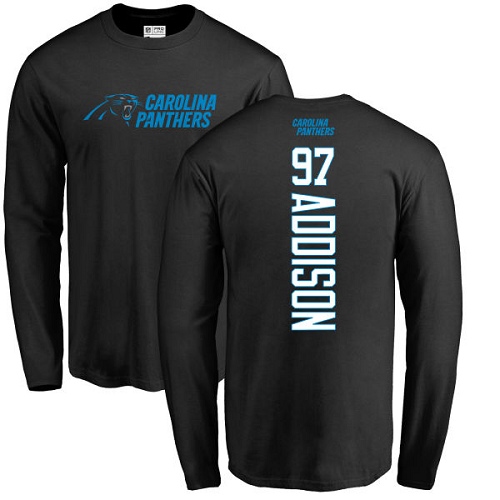 Carolina Panthers Men Black Mario Addison Backer NFL Football #97 Long Sleeve T Shirt->carolina panthers->NFL Jersey
